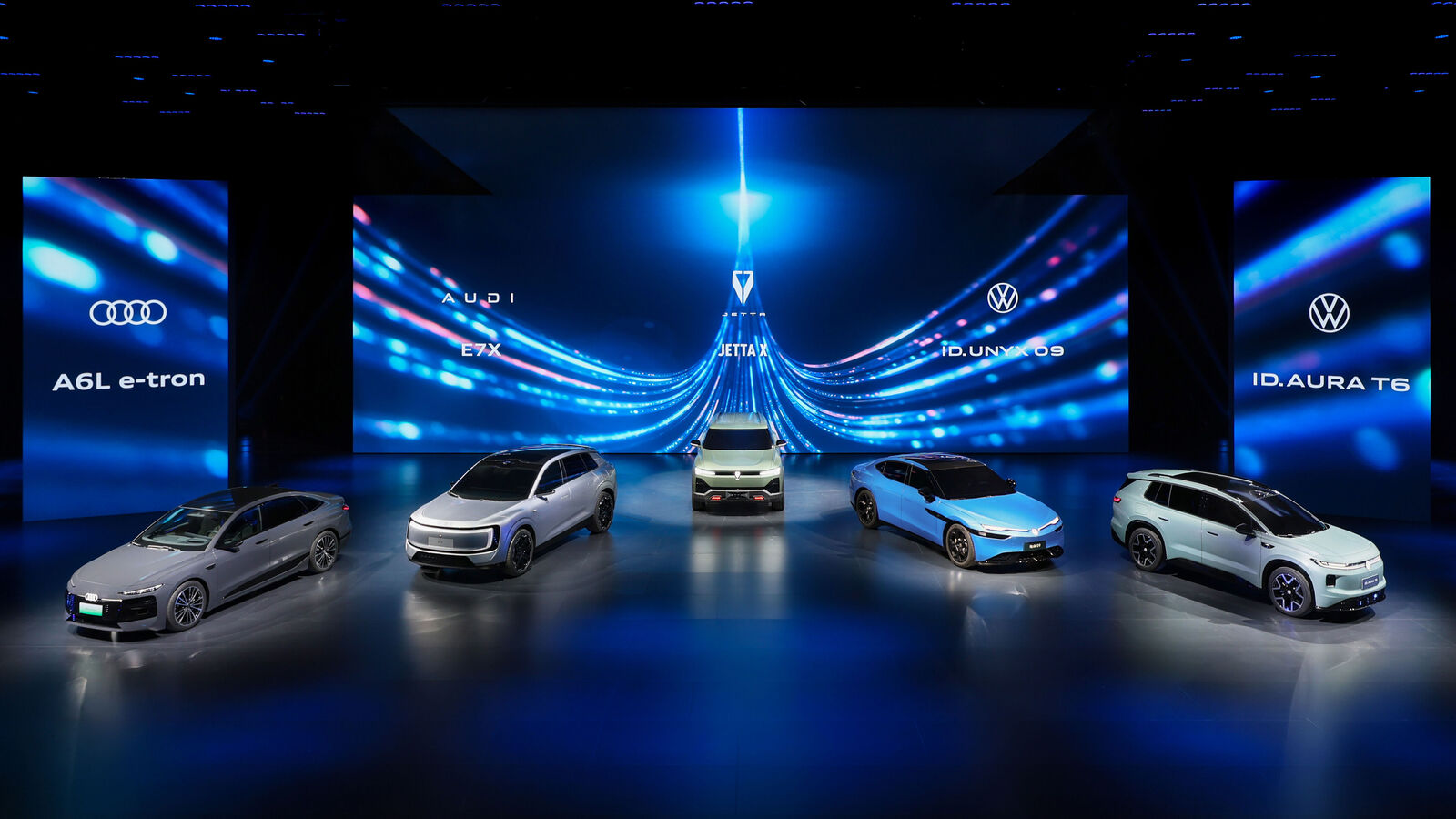 Volkswagen Group electrified vehicles shown at its Auto China 2026 media night