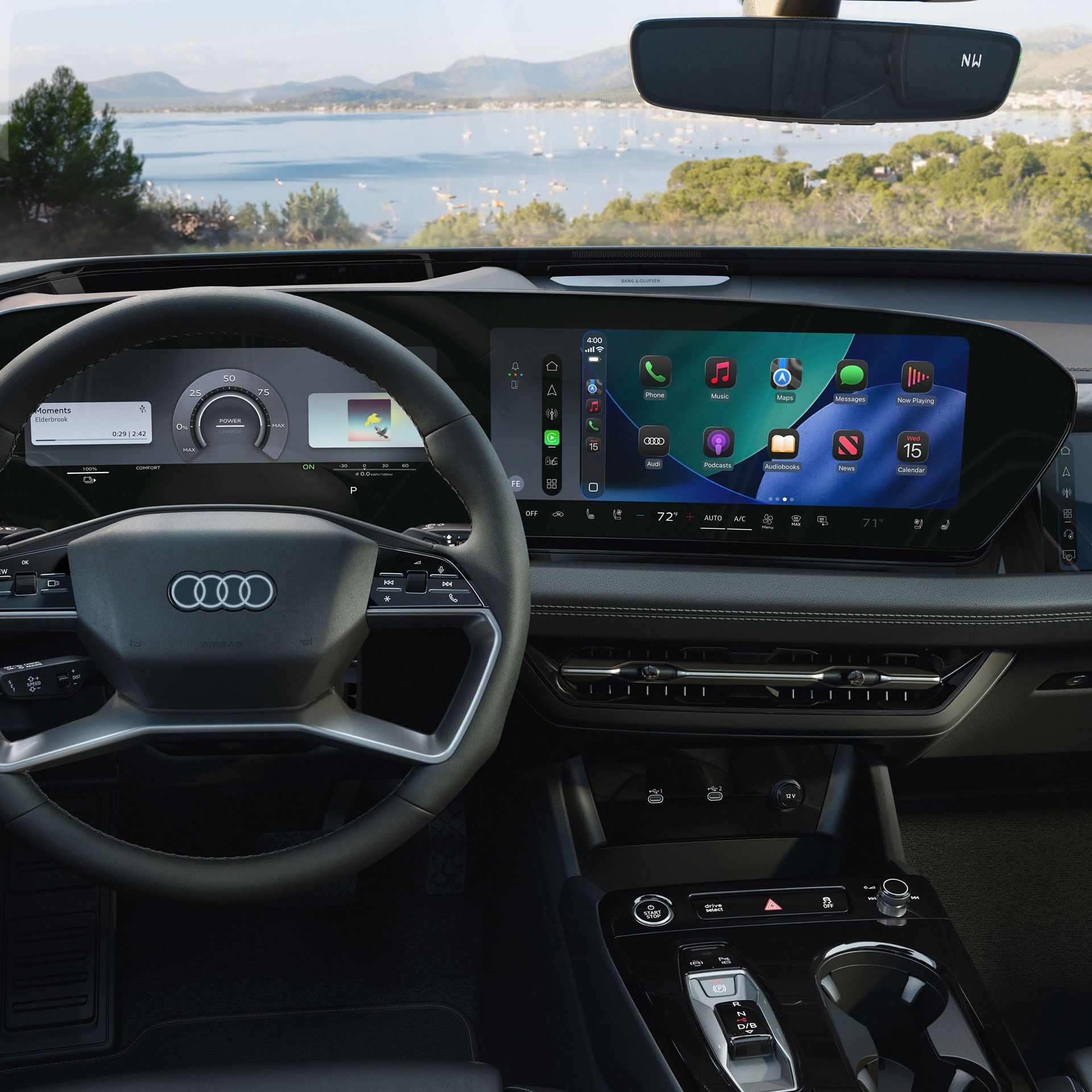 2027 Audi A6 Sportback e-tron official cockpit image showing the wraparound display layout