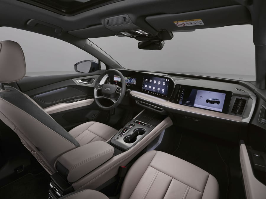 Audi Q4 SUV e-tron interior dashboard and front seats