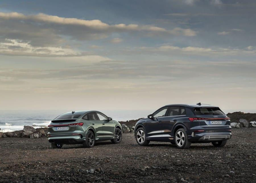 Audi Q4 Sportback e-tron and Q4 SUV e-tron parked together