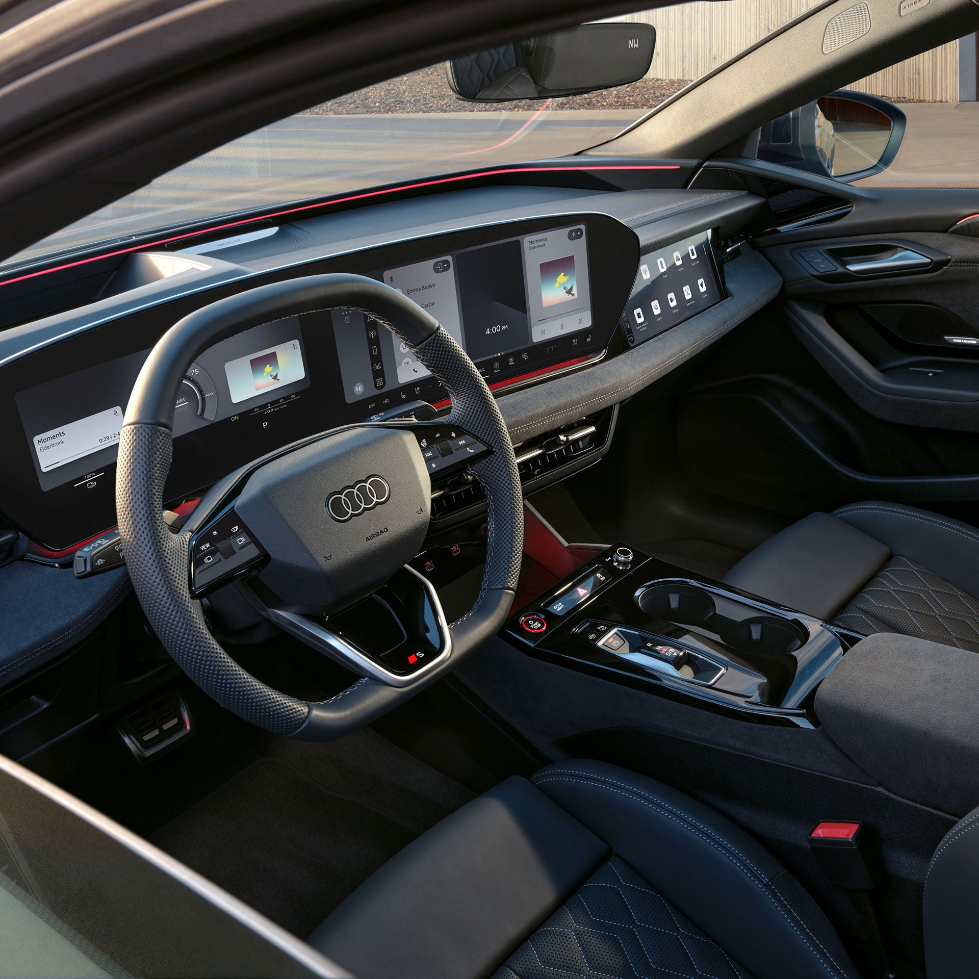 2027 Audi S6 Sportback e-tron official interior image showing the cockpit and driver display