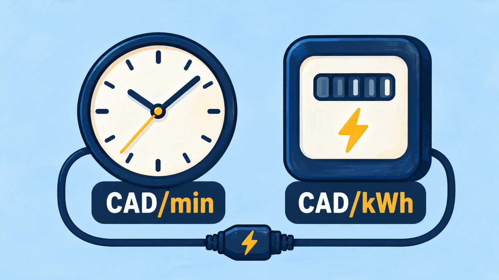 AI-created illustration of a charging-price clock and energy meter