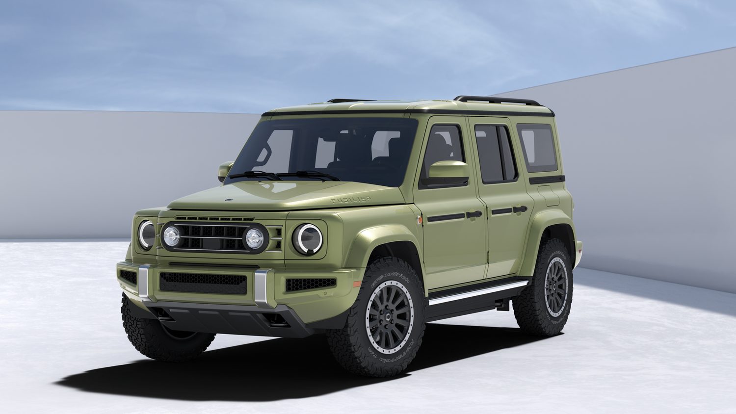 INEOS Fusilier front three-quarter official studio image in light olive