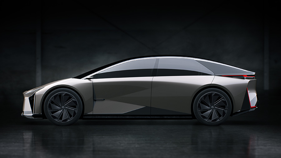 Lexus LF-ZC concept in a dark studio side profile