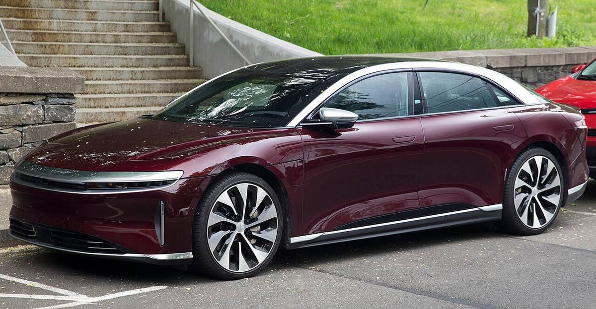 Lucid Air Pure electric sedan exterior front view