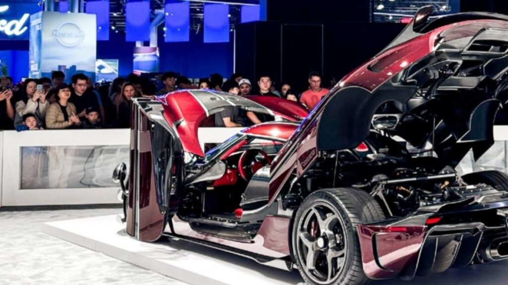 New York International Auto Show venue at the Jacob K. Javits Convention Center with EV displays