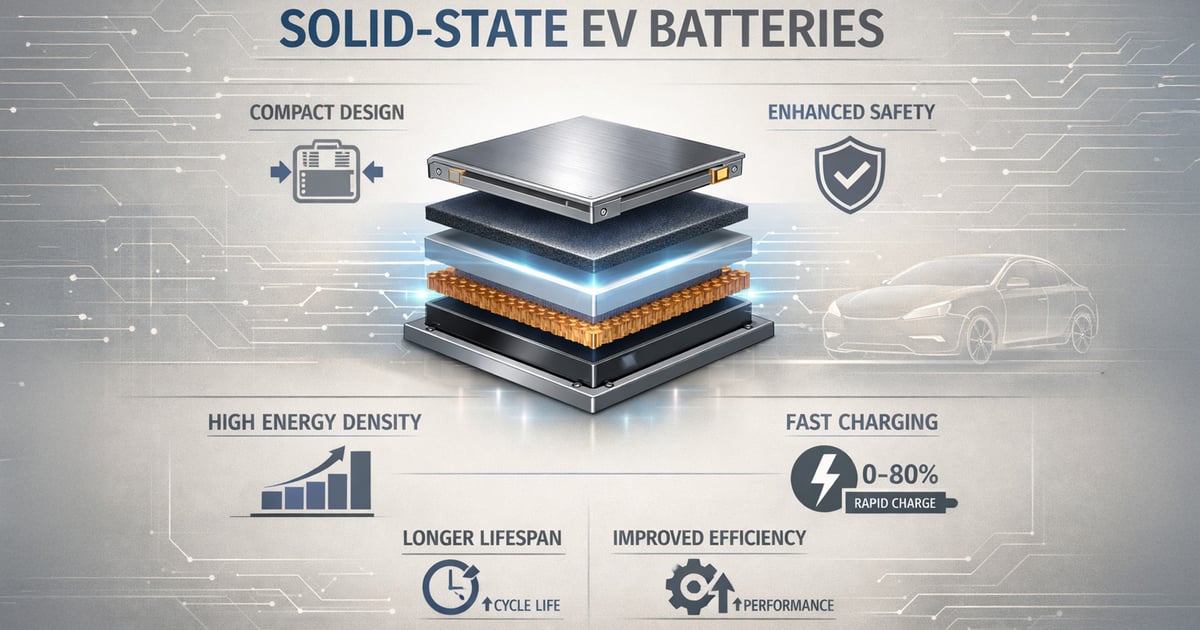 Close-up of an EV battery cell with glowing blue energy