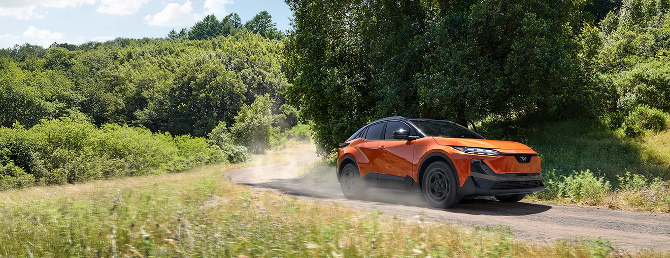 2026 Subaru Uncharted electric SUV on a forest road
