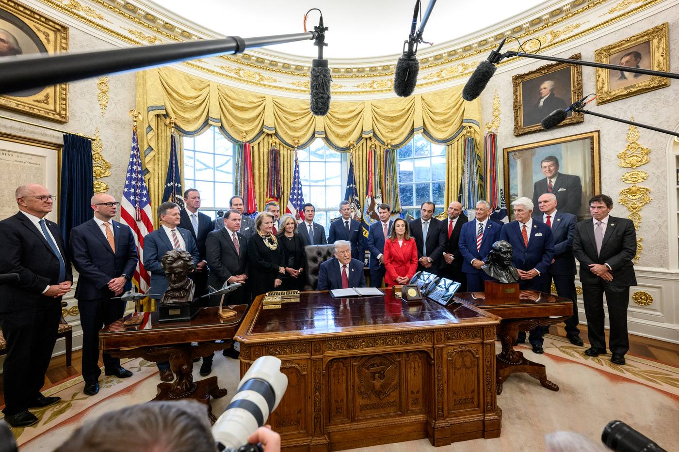 President Donald Trump in the Oval Office at a signing ceremony