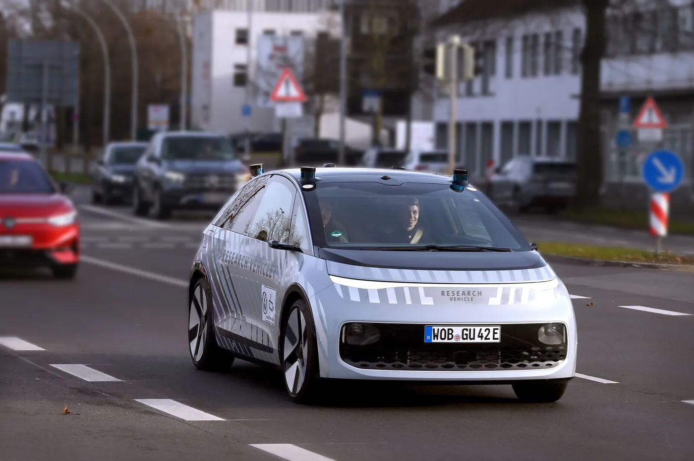 Volkswagen Gen.Urban autonomous research vehicle on the streets of Wolfsburg
